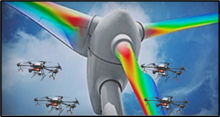 Depiction of drone swarm.