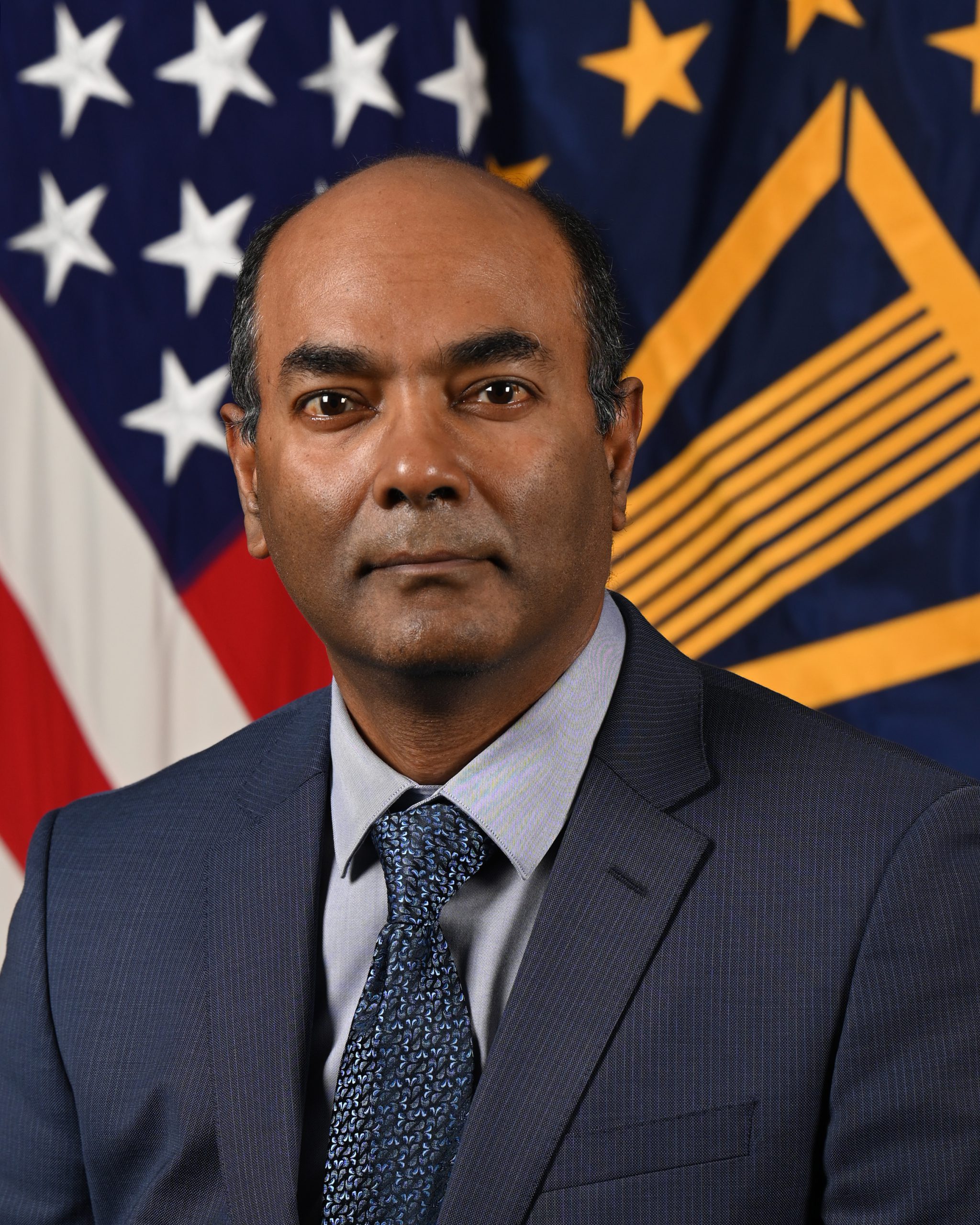 Mr. Jagedeesh Pamulapati oposes for his official portrait in the Army portrait studio at the Pentagon in Arlington, Va, Mar. 08, 2022.  (U.S. Army photo by Leonard Fitzgerald)